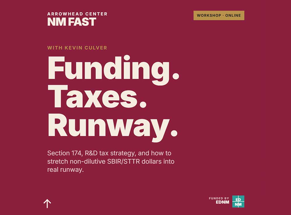 SBIR Topic Workshop: Funding, Taxes and Runway