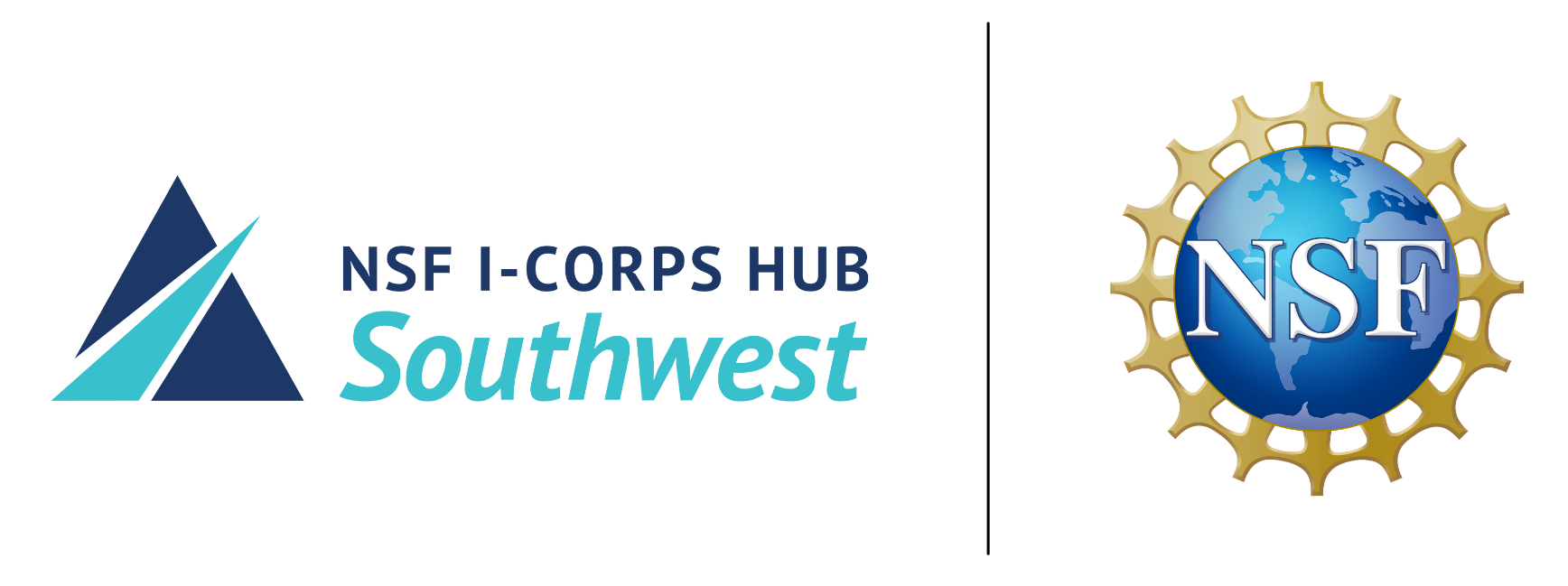 NSF I-Corps Hub Southwest logo alongside the NSF emblem, representing collaboration and innovation in entrepreneurship.