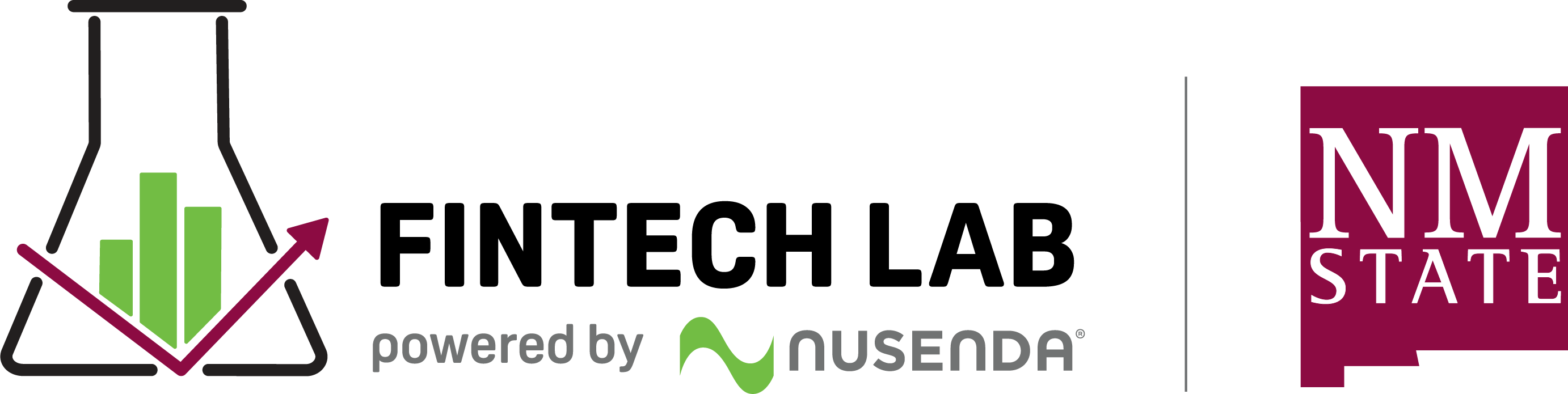Nusenda logo with a green bar chart and upward arrow, alongside the NM State logo.